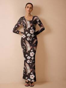Shutterstock Glamance Women's Extra Long Dress, Black, For Autumn/Winter Party - Black - View 5