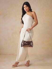 SHEIN SXY 女士、女式单肩包、亮片、棕色、时尚、优雅、简约、个性化、多功能、经典、适合约会、日常、购物、下午茶、鸡尾酒会、派对、舞会、俱乐部、约会、生日、晚会、约会之夜、宴会 - 咖啡 - 查看 7