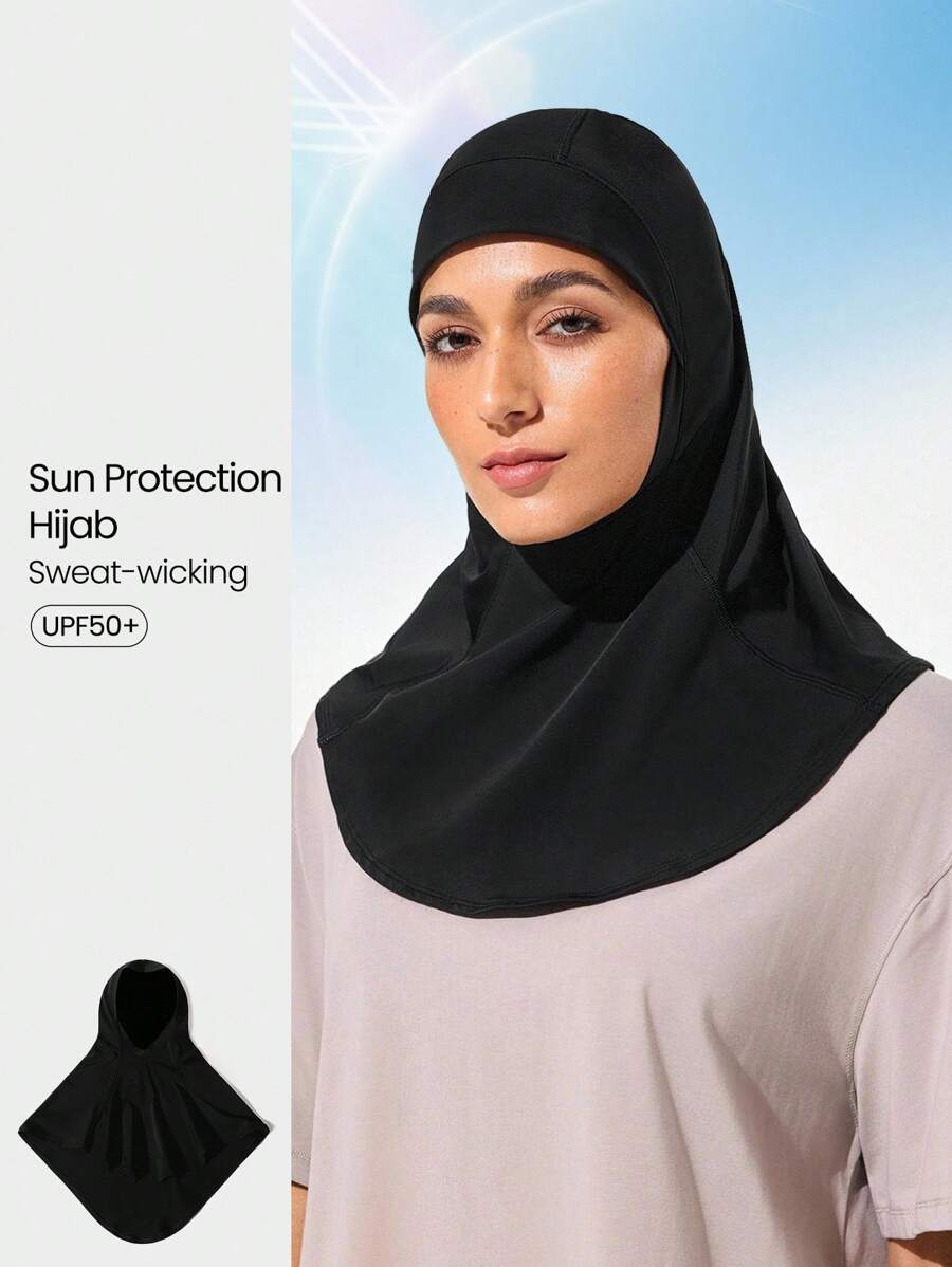 GLOWMODE Goal Chaser Stretchy Sweat-Wicking Breathable Reflective Adjustable Tie Mesh Performance Hijab Headscarf Running Training Gym Daily Active - Black - View 1