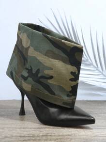 SHUZIA Camo Print Slip On Heel Boots - Multicolor - View 4
