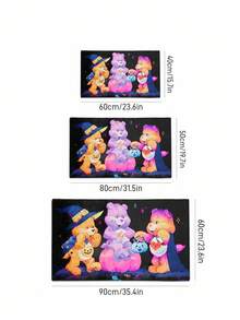 SHEIN X Care Bears 1pc Bear Print  Doormat, Soft Absorbent Material, Anti-Slip Rubber Backing, 60/80/90cm - Multicolor - View 3