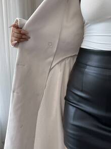 Elenzga Women's Elegant Long Solid Color Overcoat, Standard Size, Autumn/Winter