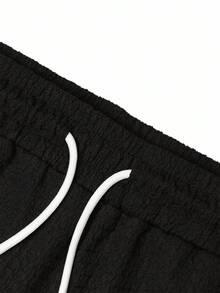 Manfinity Homme Men Solid Drop Shoulder Shirt & Trousers - Black - View 5