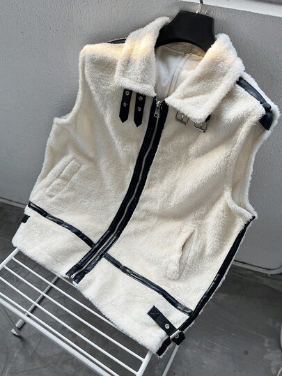 Manfinity Homme Colete Jaqueta Casual de Rua Forrado para Homens no Outono/Inverno