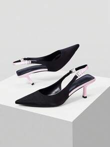 Mnmlis Tocuri stiletto cu vârf ascuțit și design cu baretă în culori contrastante