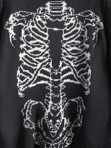 Manfinity LEGND Nuevo suéter holgado de punto jacquard con diseño de esqueleto de estilo blogger para otoño/invierno - Negro - Ver 7