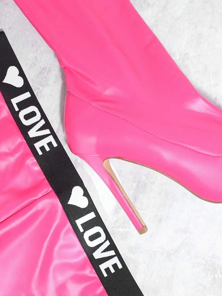 Letter Graphic Waist Boots