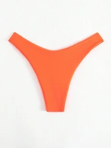 SHEIN Swim Summer Beach Solid High Cut Bikini Bottom, Bathing Suit - Orange - View 2