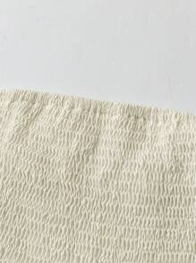 Sweetra Plus Size Solid Color Double Layer Ruffle Hem Tube Top For Women, Vacation Style