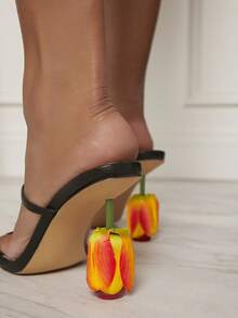 SHUZIA Xăng đan Cao gót Nữ màu trơn Dải mỏng Đúng mốt - màu đen - Xem 4