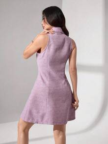 Modelyn Women's Sleeveless Purple Dress, V-Neck Fashionable Slim Fit Dress - Purple - View 2