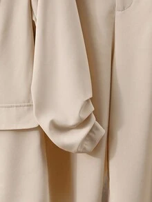 Franclia New Autumn And Winter Two-Piece Suit, Elegant Urban Fashion, Commuting Versatile Casual Design, Pleated Three-Quarter Sleeves, Light Khaki Color, Spring And Autumn High-End Solid Color Women's Suit, Autumn Outing Clothing Matching, Women's Office Casual Suit - Khaki - View 3