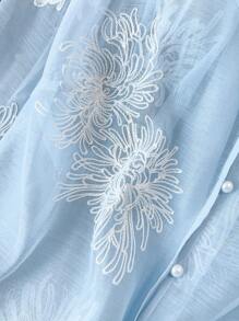 GlowEve CURVE Áo sơ mi thêu hoa thường ngày/công sở cỡ lớn - Màu xanh lam - Xem 4