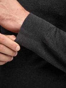 Áo len nam dài tay cổ đứng, màu trơn, kiểu dáng casual, đa năng, cổ cao giả, dành cho nam giới. - Màu xám đen - Xem 7