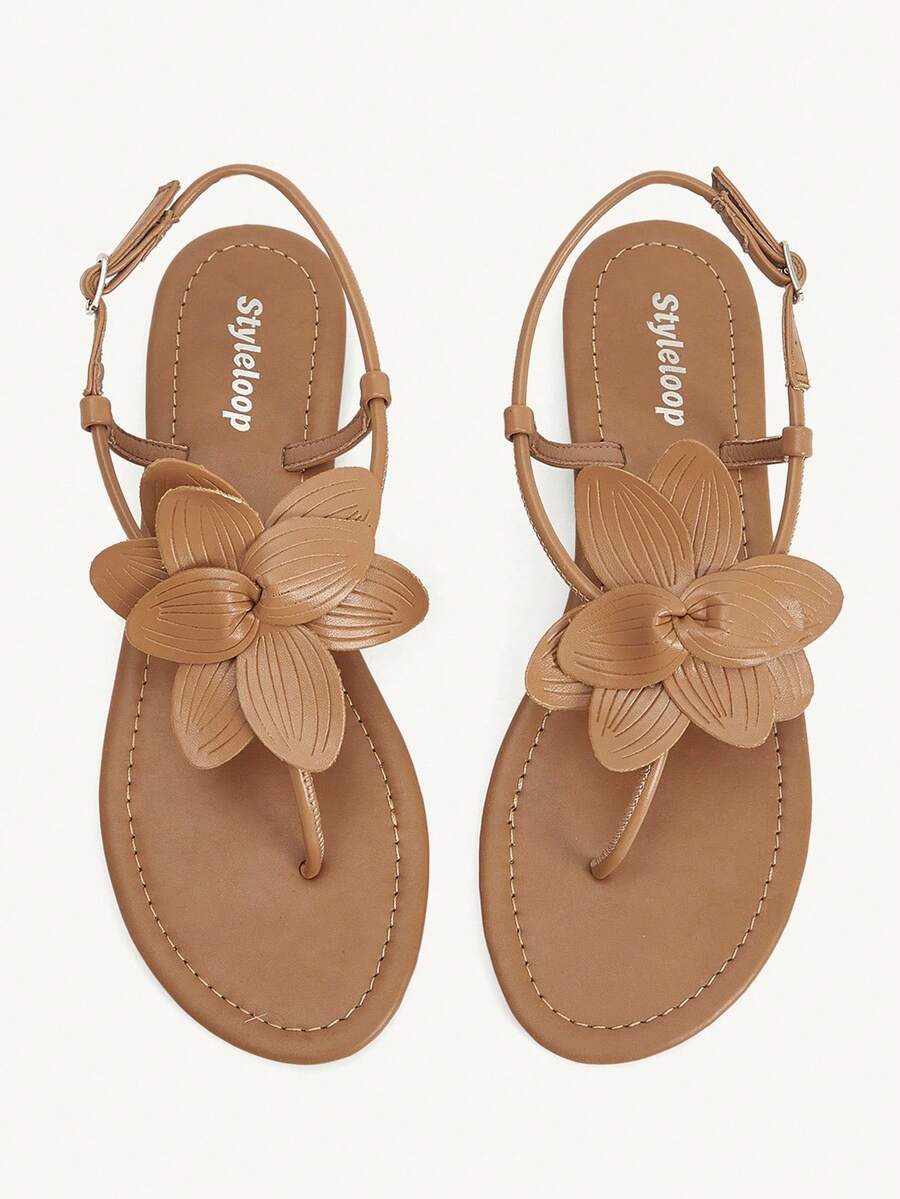 CUCCOO CHICEST Women's Yellow Floral Thong Sandals, Round Toe Flat Beach Vacation Style