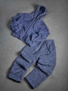 Manfinity EMRG 2pcs Men's Hooded Sweatshirt And Drawstring Pants Set , Men Two Pieces Set , Men Fleece Set , Men Co-Ord Set , Men Jogging Set , Fall Clothes Winter - Grey - View 3