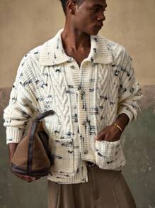 Cárdigan casual para hombre AKNOTIC - Estilo relajado - Adecuado para otoño/invierno - Versátil, Navidad - Albaricoque - Ver 6