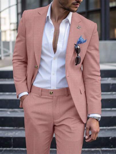 Calvornis Costume décontracté pour hommes 2 pièces, blazer et pantalon de costume de couleur unie, tenue de mariage et de soirée simple et pour un port quotidien. Convient pour la Saint-Valentin, les anniversaires et autres occasions. C'est un excellent cadeau pour votre petit ami ou mari, Old Money