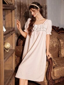 Camisón Brushed Manga Larga Para Mujer