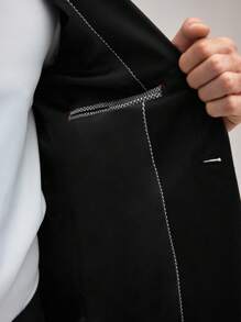 OFFICEAU 男士单排扣平驳领商务正装西装外套，适合婚礼、庆典、节日活动、正式场合、秋季、冬季穿着，尽显绅士风范。