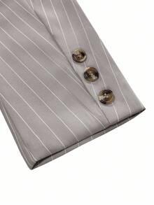 Calvornis Men's Business/Casual Striped Notch Lapel Single Breasted Suit Jacket - Khaki - View 5