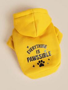 PETSIN 1 Piece Of Cat/Dog Clothing, Comfortable Autumn And Winter Soft And Warm Hooded Sweatshirt, Suitable For Casual Clothing For Small Dogs - Yellow - View 2