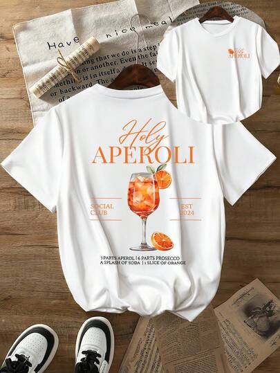 Glissea Vintage Alkohol Zitrone Cocktail Club Lässig Rundhals Kurzarm Damen T-Shirt