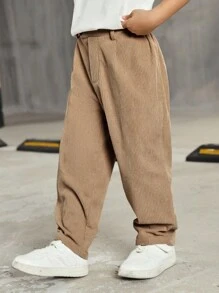 Kids/Young Boys' Casual Loose Straight Leg Solid Color Pants, Comfortable & Versatile For School, Garden, Beach, Birthday, Spring, Summer, Fall, Winter