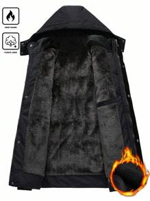 Manfinity Homme Men Solid Color Thermal Lined Full Zip Hooded Padded Coat, Winter Winter Men Puffer Men Winter Coats Winter Coats, For Fall