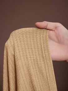 Veslaya 2026春夏新款休闲度假优雅海岛风派对纯色棕色褶皱面料尖下摆短袖上衣，搭配松紧腰阔腿裤两件套，大码女装 - 卡其色 - 查看 10