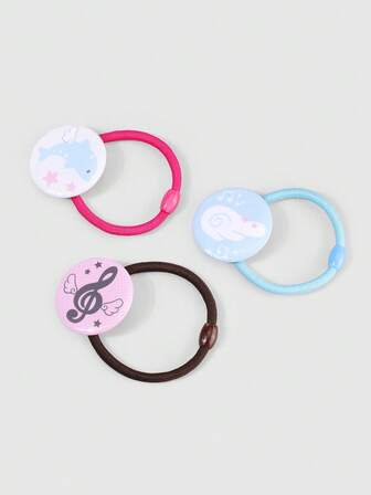 Kawaii 3pcs Musical Note Wing Decor Hair Scrunchies