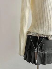 Elamini Cream Yellow Knitted Ribbed Patchwork Double-Sided Fleece Collar Zip-Up Fitted Long Sleeve Jacket, Elegant Vintage College Style For Commute, Office, Casual, Daily Wear, Dates, Autumn/Winter For Women