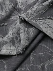 DAZY Camisa corta de hombre de estilo callejero con textura floral de color gris oscuro otoñal - Gris Oscuro - Ver 8