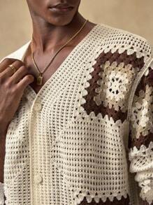 AKNOTIC 男士休闲撞色针织开衫，秋冬 - 彩色 - 查看 2