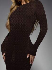 MISSGUIDED Vestido maxi de punto acanalado de manga larga y cuello alto, con ajuste ceñido para fiestas, clubes y eventos elegantes en invierno