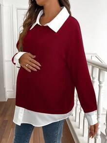 SHEIN 孕妇宽松落肩休闲舒适运动衫