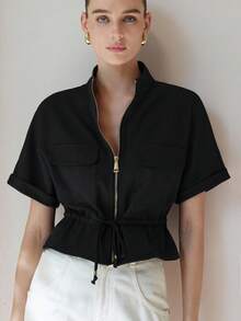 Women Blouses & Shirts - 黑色 - 查看 7