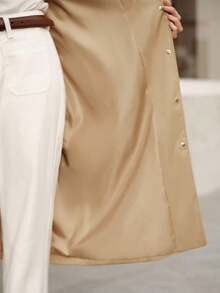 Uhlyne European & American Elegant Commuter High-End Stand Collar Belt Waist Dropped Shoulder Women Long Trench Coat Fall Winter Cloth For Women - Khaki - View 8