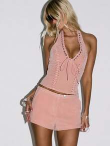 KIZN High Waisted Suede Shorts Summer Festival Beach Casual Mini Short Pants With Side Pockets Resort Holiday Vacation Apparel Spring Collection