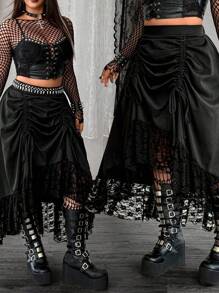 Whyspr Grunge Punk Halloween  Plus Size Skirts - Multicolor - View 1