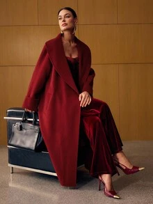 MOTF PREMIUM WOOL BELTED OVERCOAT, AUTUMN/WINTER - Red - View 5