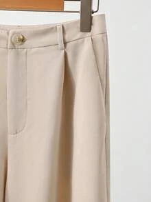 Franclia New Autumn And Winter Two-Piece Suit, Elegant Urban Fashion, Commuting Versatile Casual Design, Pleated Three-Quarter Sleeves, Light Khaki Color, Spring And Autumn High-End Solid Color Women's Suit, Autumn Outing Clothing Matching, Women's Office Casual Suit - Khaki - View 4