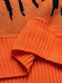 Sunspun Halloween Bat Prints Orange And Black Plus Size Sweaters Winter Fall Autumn