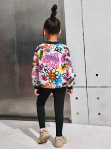 女童休闲针织内衬爱心印花套头衫和纯色针织裤套装，爱心图案，适合女童返校季穿着，女童套装，女童秋季服装，女童套装 - 玫紅色 - 查看 7