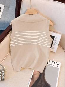 Franclia 全新修身条纹Polo领针织背心 - 彩色 - 查看 2