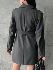 FRIFUL Women's Waist Cinched Waist A-Line Straight Goth Style Casual Mini Dress