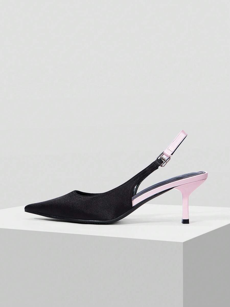 Mnmlis Tocuri stiletto cu vârf ascuțit și design cu baretă în culori contrastante