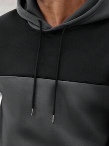 Manfinity CasualCool Herren Große Größen Lässiger Alltags-Pendler Sport Kontrast Farbe Tasche Kordelzug Kapuzenpullover Sweatshirt, Herbst/Winter