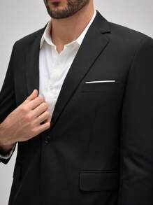 Officeau 男士长袖西装外套，撞色领口，搭配西裤，适合商务场合，四季皆宜，正式商务装，经典富贵风格，搭配西裤 - 黑色 - 查看 4