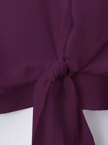 Franclia French Elegant Woven Turndown Collar Long Sleeve Tie-Front Cardigan, New Summer White Women Blouse Fall Cloth For Women - Red Violet - View 4